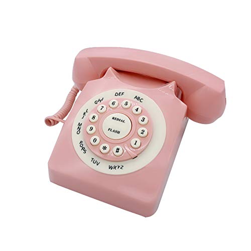 TelPal Retro Corded Landline Phone, Classic Vintage Old Fashion Telephone for Home & Office, Wired Home Phone Gift for Seniors (Pink) - Image 3