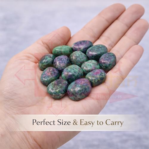 Image of Crystal Ruby Ziosite Tumble Stone |50 gm Tumbled Gemstones | Reiki Healing Stones | Home Decor Pebbles | Aquarium Gravel | Garden & Table Decor