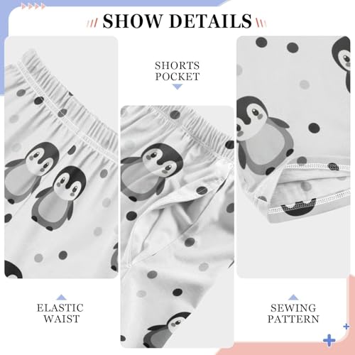 J JOYSAY Cartoon Penguin Dot White Pajamas Pants Soft Long Pajama Bottoms Lounge Sleep Pants Size S-XL4