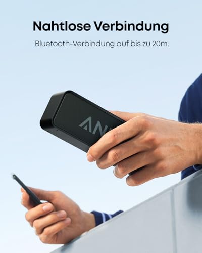 Anker SoundCore Kompakter Bluetooth Lautsprecher, 24 Stunden Wiedergabe, Intensiver Bass, Integriertes Mikrofon, kompatibel mit iPhone, iPad, Samsung, Nexus, HTC und mehr (in Schwarz) – Bild 6