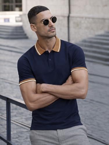 Image of Veirdo Pure Cotton Half Sleeves Regular Fit Plain Solid Classic Polo Colored Collar T-Shirt for Men (Colors: Olive, Black & White)