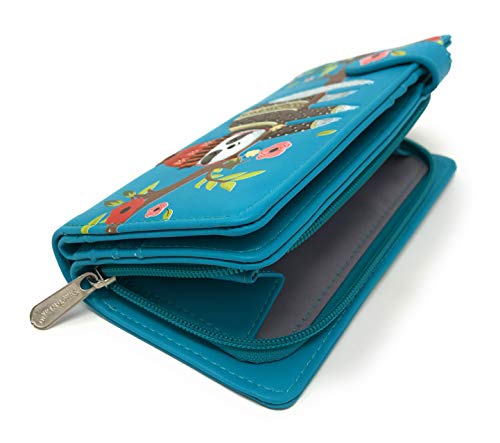 Shag Wear Chillin Sloth Large Wallet for Women Teal 7" - Image 4