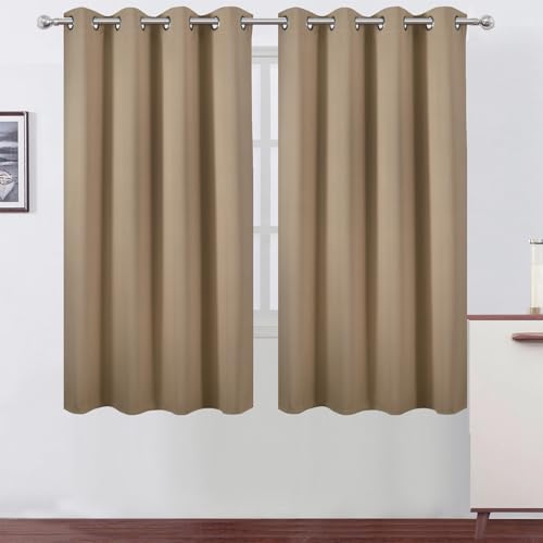 Image of LEMOMO Natural Blackout Curtains 66 x 63 Inch Length /Set of 2 Curtain Panels /Thermal Insulated Room Darkening Blackout Curtains for Bedroom