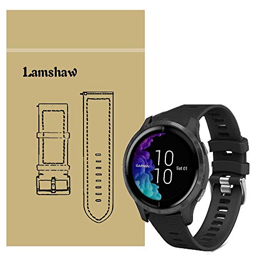 Compatible for Garmin Venu Band LvBu Sport Replacement Strap Soft Silicone Straps Compatible for Garmin Venu GPS Smartwatch (Black)