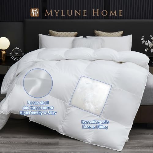 MH MYLUNE HOME Fluffy Down Alternative Comforter, All Season Duvet Insert Lightweight Bed Comforter Insert White Baffle Box Stitched with Corner Tabs (Twin XL All Season 90"x68") - Thumbnail 3