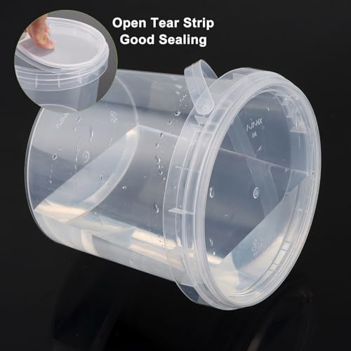 Image of 18 PCS 68 oz Plastic Ice Cream Containers, Clear Buckets with Lids and Handles, 2000ml Cocktail Rum Buckets for Snacks Deli Fruits, Drinks