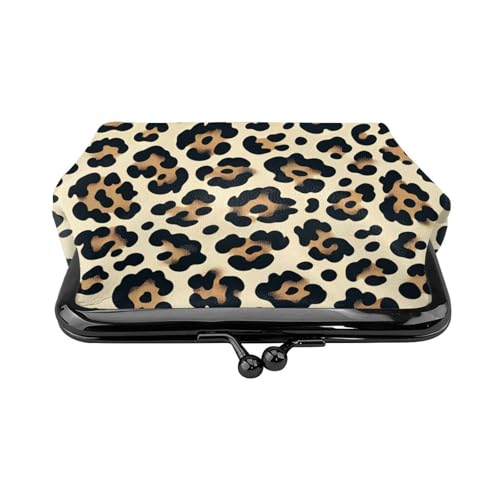 Pu Leather Buckle Coin Purse Leopard-Print-Natural Girls Kiss-Lock Change Purse Wallets2