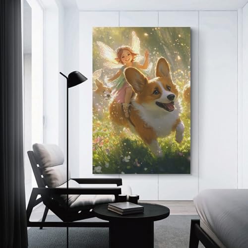 Toile Corgi murale grand format pour habiller un couloir vide