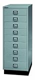  BISLEY Schubladenschrank 39 aus Metall  Schrank mit 9 Schubladen und Sockel  Büroschrank DIN A3  Werkzeugschrank  Metallschrank in 6 Farben (Silber)