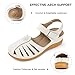 SHIBEVER Women Comfortable Flat Sandals: Dressy Summer Flats Sandal - Closed Toe Fisherman Hollow Out Sandals - White Size 8 Walking Wedge Sandal