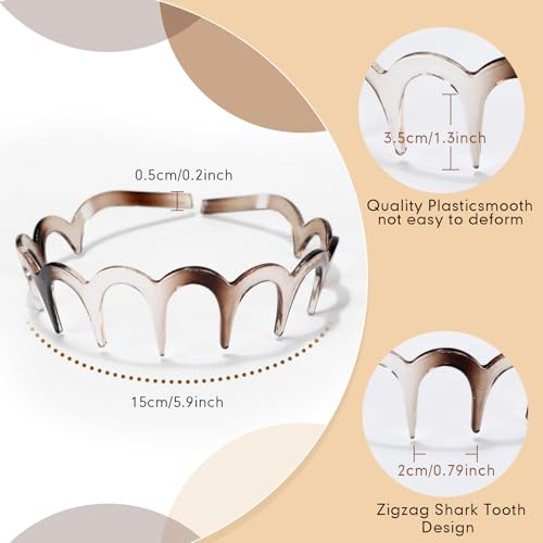 image for Yeshone 3 Pack Zig Zag Headbands for Woman, Shark Tooth Headbands Plas