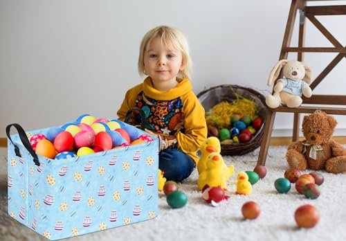 Image of Bunny Easter Eggs Basket Storage Basket Gift Shelf Basket Storage Bin, Nursery Basket Organizer Box for With Handles for Room Deco