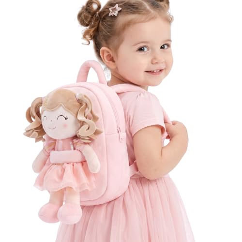 Image of Gloveleya Kids Backpack Toddler Girls Backpacks Soft Plush Girl Toys Crown Princess Pink 9 inch