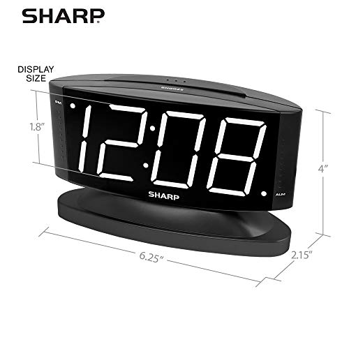Sharp Home Led Digital Alarm Clock – Swivel Base - Outlet Powered, Simple Operation, Alarm, Snooze, Brightness Dimmer, Big White Digit Display, (Black-White Led) #TOP3