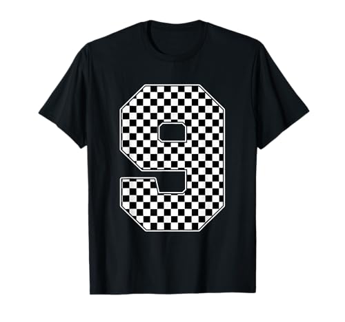 Birthday Boy 9 Race Car 9th Racing Car Bandera a cuadros Camiseta