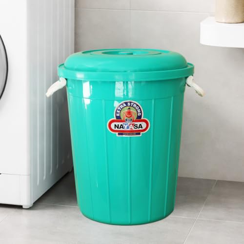 Image of Nayasa Bucket 102 with Lid- 100 Ltrs, Plastic Water Storage Bucket| Unbreakable Multipurpose Storage, Green