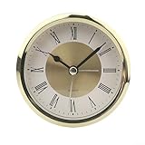 Alarm Hour - Reloj de cuarzo con forro interior de 89 mm, marco redondo plateado con incrustaciones para reemplazar la caja de reloj compatible (horas doradas)