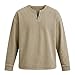 Mens Distressed Henley Shirts Vintage Casual Long Sleeve V Neck Pullover Sweatshirts Solid Color Washed T Shirts Khaki