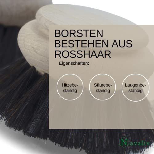 Spülbürsten-Set Novaliv mit 3 Ersatzköpfen aus Rosshaar und Holz
