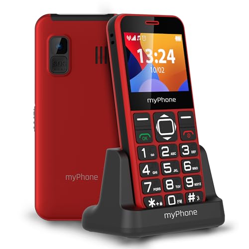 myPhone Halo 3 Red teléfono móvil para Mayores, Teclas Grandes, Pantalla Clara, botón SOS, Color Rojo