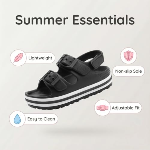 Image of Toddler Buckle Sandals Open Toe Water Sandal with Adjustable Back Strap for Boys Girls