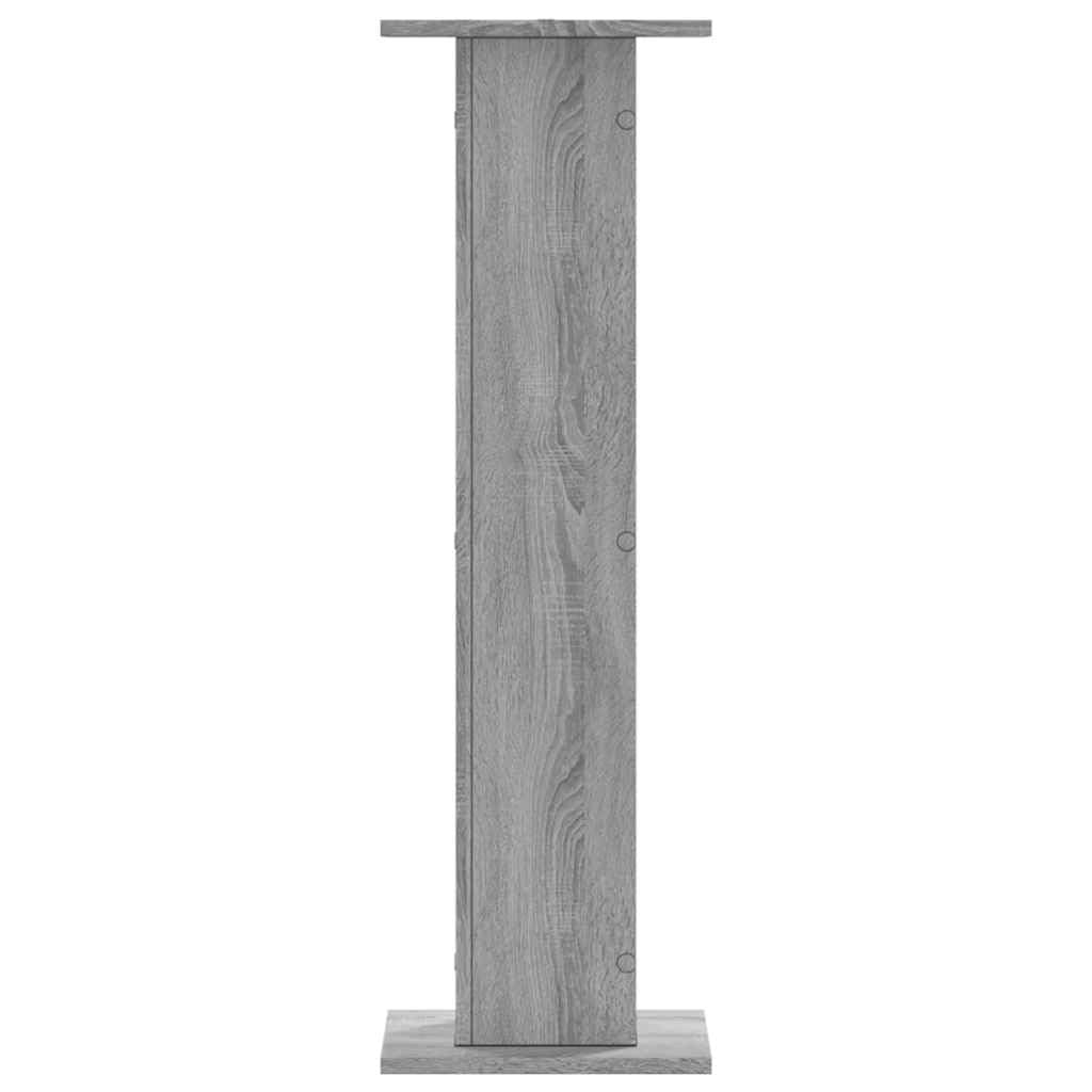 Set di 2 supporti per altoparlanti, in legno, altezza regolabile 95 cm, treppiede da pavimento per altoparlanti HiFi, grigio Sonoma, piastra 30 x 30 cm