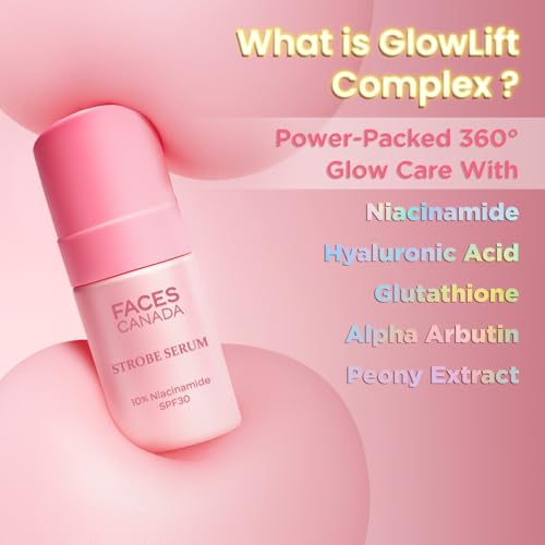 Image of FACES CANADA Strobe Serum - 27ml | Brightening Serum + Strobe Cream + SPF 30 Sunscreen | 10% Niacinamide | Removes Dark Spots & Hyperpigmentation | GlowLift Complex | Instant Glow