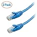 CAT6 Snagless | 12 FT | Blue | 2 Pack | Network Ethernet Patch Cable + Cable Ties
