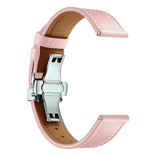 Image of ACM Watch Strap 20mm compatible with Compaq Q Watch Smartwatch | Luxury Leather Clasp Lock Belt Band