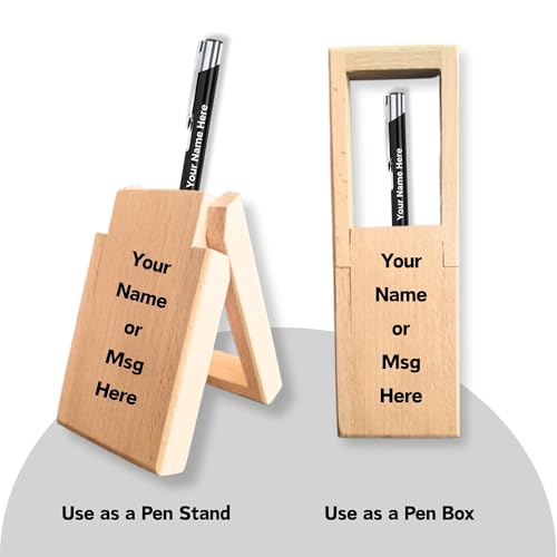 Image of Kajri Gifts Personalized Pen with Name Engraved Wooden Gift Box Best for Gifting, Corporate Gift, Doctor, Advocate, Boss, Employee, Teacher (Folding Stand)