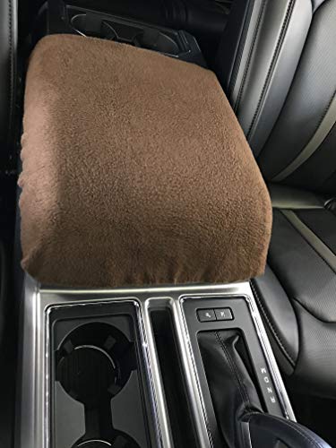 Car Console Covers Plus Made in USA Fleece Center Armrest Console Cover Designed to fit Ford F150 F250 F350 2011-2020 Your Console Should Match Console Lid Shown Brown - Thumbnail 3