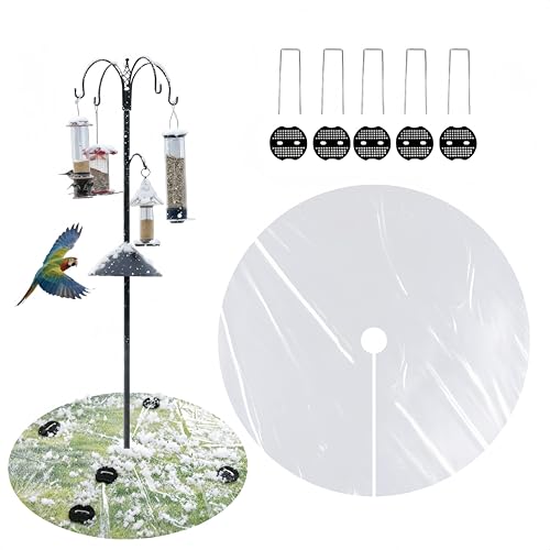 2 PCS 47.24 Inch Round Clear PE Bird Seed Catcher Mat - Waterproof Weather-Resistant Intercepts Droppings & Birdseed Fits Shepherd Hooks & Poles Lawn Protector