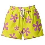 Cosplaya Lime Green Purple Star Shorts Trunks for Womens Adult Teens - Swim Suit Pink Halloween Costume Cosplay, L