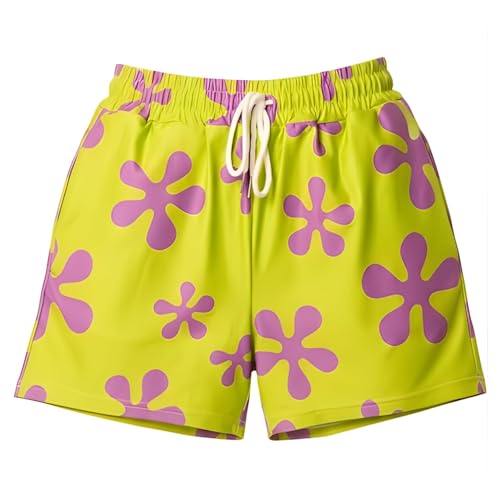 Cosplaya Lime Green Purple Star Shorts Trunks for Womens Adult Teens - Swim Suit Pink Halloween Costume Cosplay M
