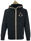 capucha en assassins creed rogue Sudadera. Assassin\'s Creed Logo Hombre Capucha con Cremallera Negro/Oro XXL