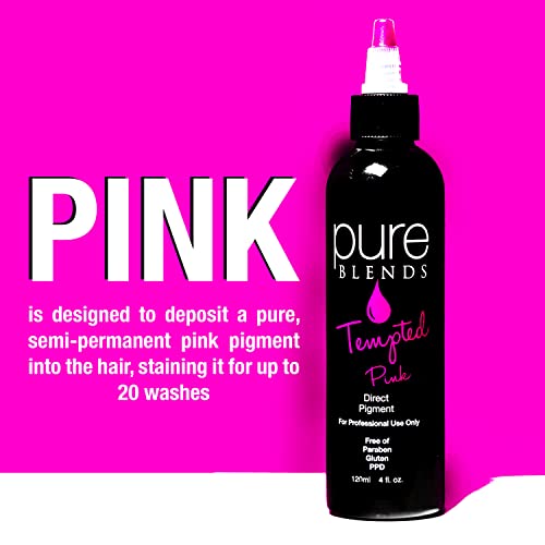 Pure Blends Tempted Pink Semi Permanent Direct Hair Dye Pigment | Stain With Vivid Tones | For Color Treated Hair | Keratin Infused & Cruelty Free | Sulfate, Sodium Chloride, Ppd & Paraben Free #TOP1