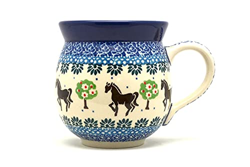 Mug de cerámica polaca 11 oz bubble azul miniatura 1