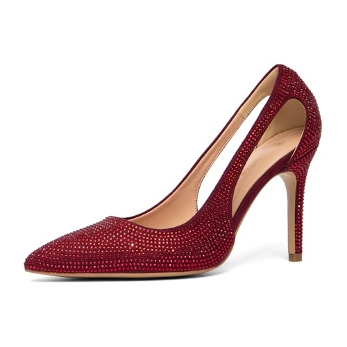 NEWBELLA Women's Glitter Stiletto Heels - Pointed Toe High Heels with Hollowed-Out Sides, ...