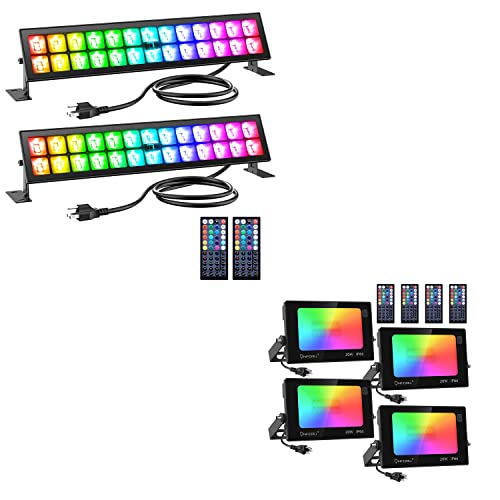 Onforu 4 Pack 20W Led Rgb Flood Lights And 2 Pack 48W Led Wall Washer Light, Wash Lights With 44-Key Remote, Ip66 Waterproof Outdoor Indoor Diy Stage Uplights For Festival, Garden, Wedding, Party #TOP13