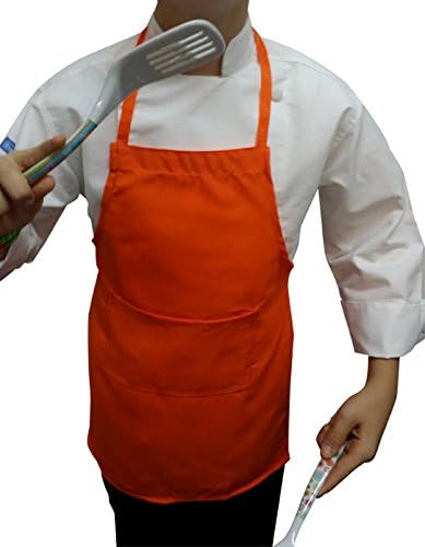 Miniatura 3 de CHEFSKIN Delantal naranja para niños a elegir para niños pequeñospequeñopequeñopequeñomediano, colores vivos cómodos y suaves (1 delantal (niño