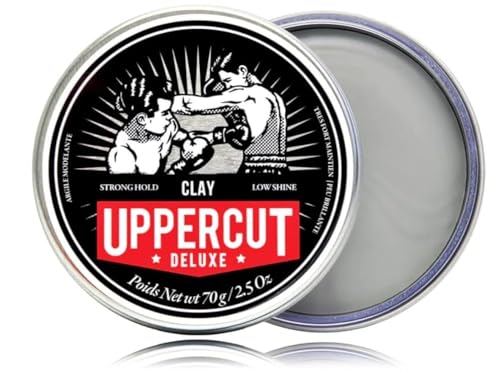 Uppercut Deluxe Clay for Men Matte Finish, Matter Ton Mit Geringem Glanz für ein Natürliches Aussehen, Haarton auf Wachs und Wasserbasiert für herren, 70g