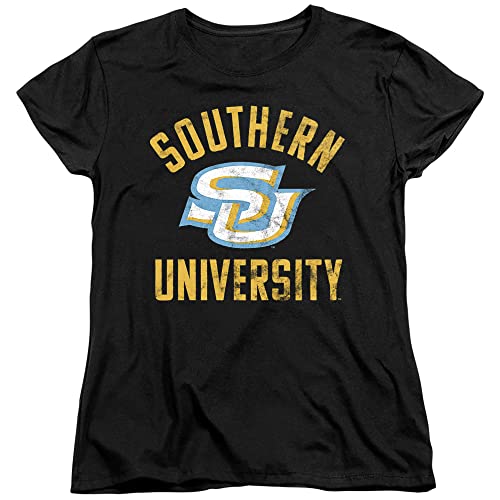 Southern University Official Jaguars Logo Women's T Shirt, Black, X-Large