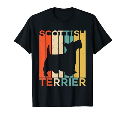 Silueta de Aberdeenie Escocés Terrier Escocés Vintage Retro Camiseta