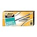 BIC? Round Stic? Ballpoint Pens, Fine Point, 0.8 mm, Translucent Barrel, Black Ink, Pack Of 12