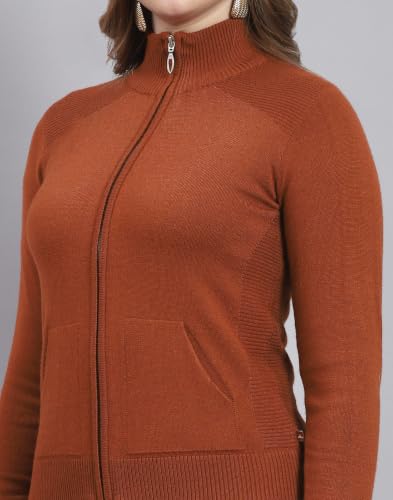 Image of Monte Carlo Women Regular Fit Full Sleeve Solid T Neck Winter Cardigan (Pack of 1)
