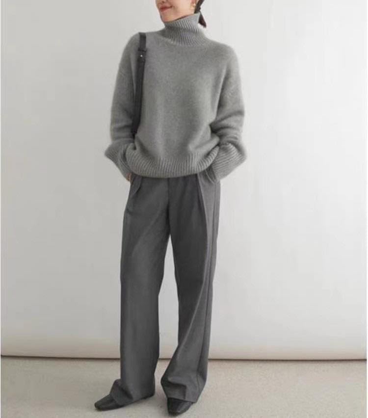 Image of Turtleneck Sweaters for Women Long Sleeve Knit Jumpers Fall Winter Chunky Soft Warm Trendy Pullover Basic Top