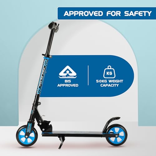 Amazon Brand - Jam & Honey- Kick Scooter for Kids Ages 6-13 Years | Foldable with 3 Adjustable Height | 2 Wheels | BIS Certified | Max Weight Capacity 50kg (Blue) - Image 10 thumbnail
