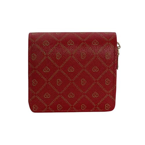 Ladies' credit card small wallet, double zipper large capacity card storage box, with 9 card slots and 4 change slots, 4.33 x 3.54 x 1.57 inches, red