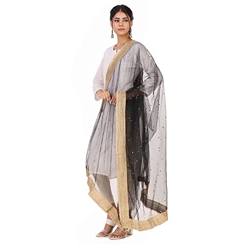 Image of Traditions Bazaar Women's Net Zari Border Dupatta
