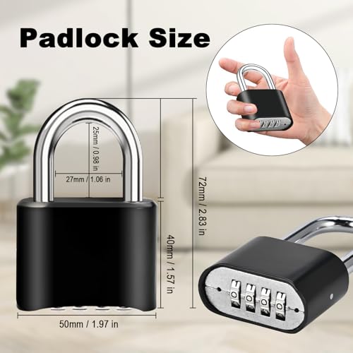 Image of 4pcs Combination Lock, 4-Digit Heavy Duty Combo Lock, Combination Padlock Outdoor Waterproof Gate Locks for Outdoor Fence, Locker, Sheds, Gym, Gate Hasps (4pcs-Short-Black)